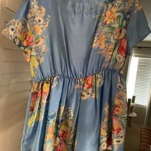 Johnny Was Silk Top Blue Boho